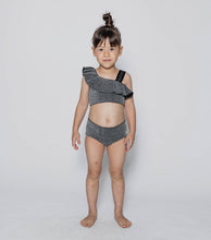 Load image into Gallery viewer, RUFFLED SPRINKLE SILVER TWO PIECE BIKINI.